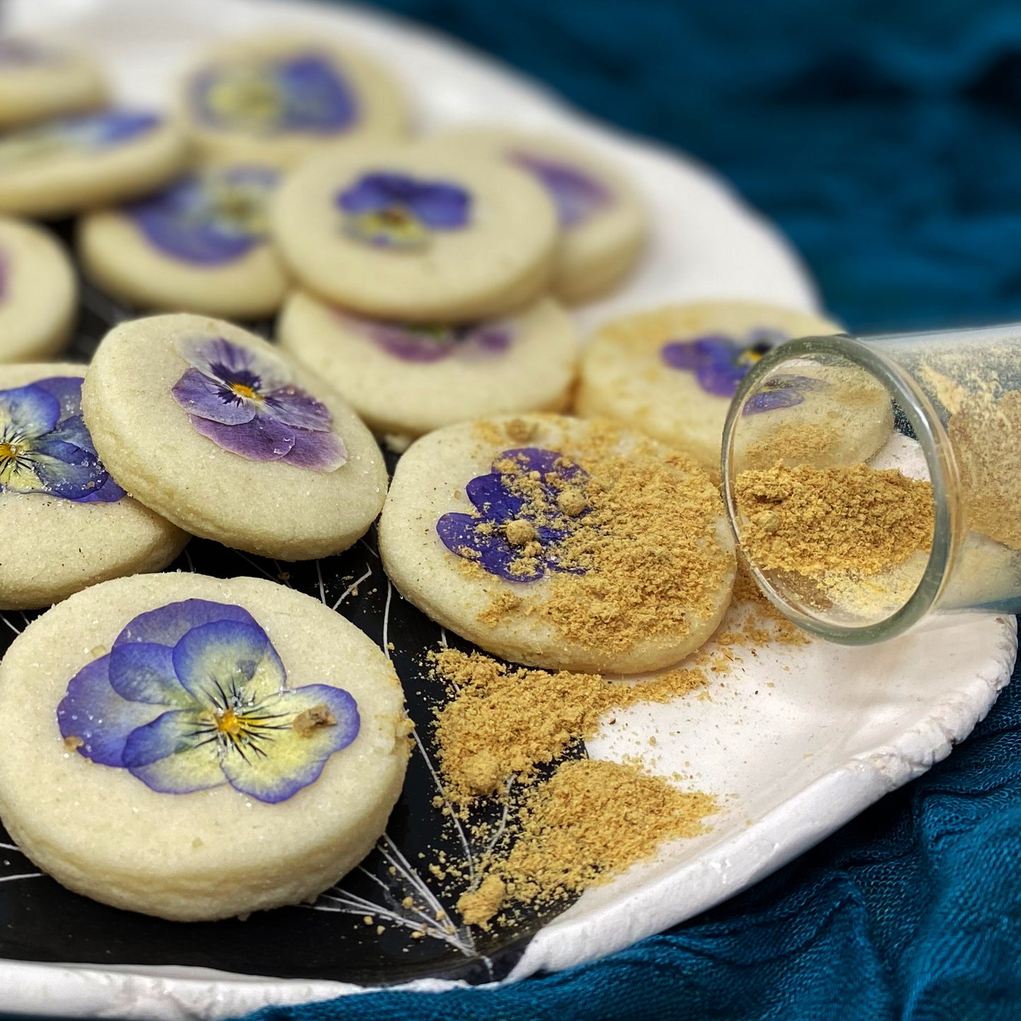 24 Count Ginger Edible Pansy Topped Cookies | Ginger Cookies | Artisanal Gift