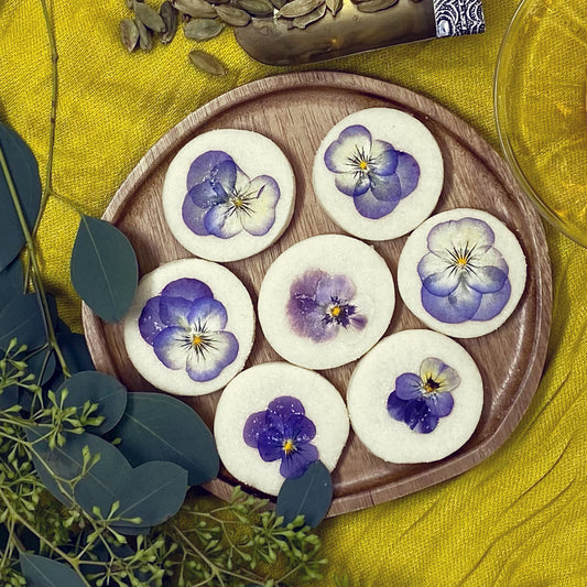 24 Count Cardamom Edible Pansy Topped Cookies | Cardamom Cookies | Artisanal Gift