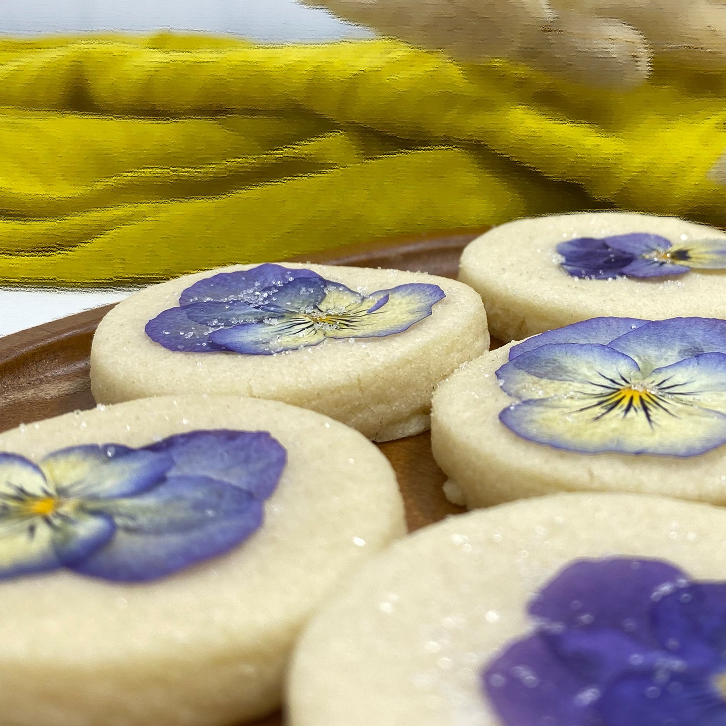 24 Count Cardamom Edible Pansy Topped Cookies | Cardamom Cookies | Artisanal Gift